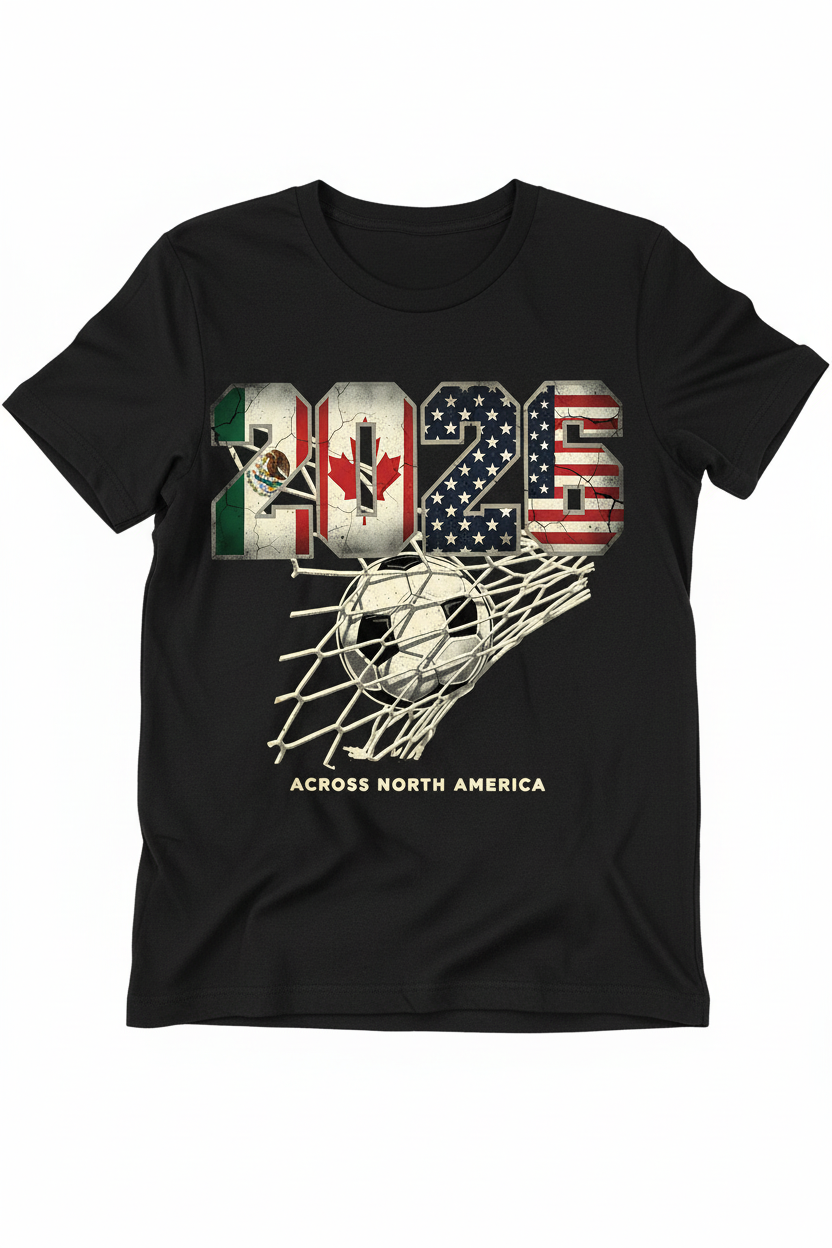 2026 Across North America on black t-shirt