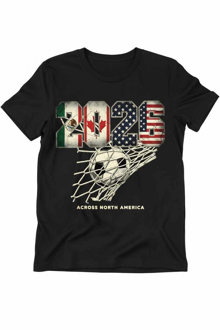2026 Across North America on black t-shirt