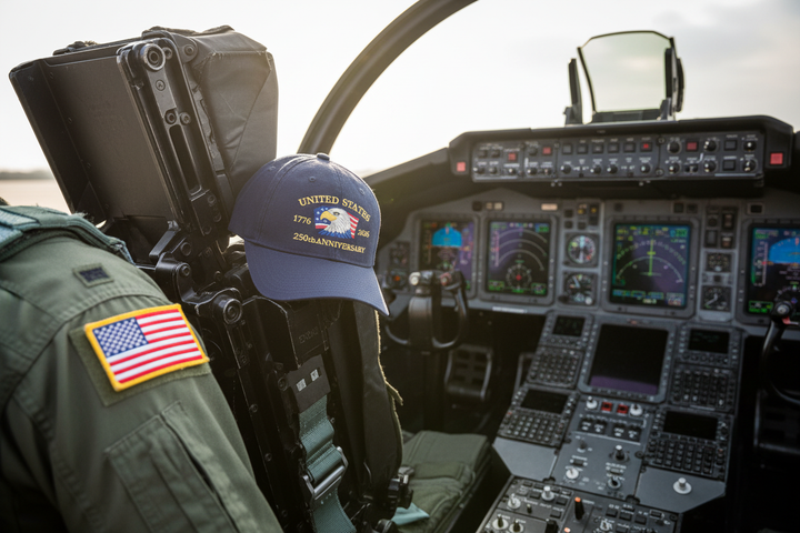 250th Anniversary Hat in Fighter Cockpit