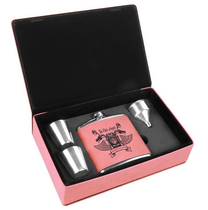 6 oz. Laserable Leatherette Flask Gift Set