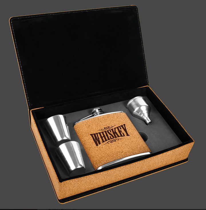 6 oz. Laserable Leatherette Flask Gift Set