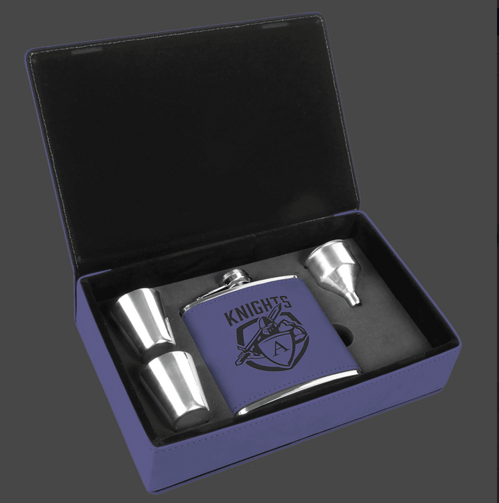 6 oz. Laserable Leatherette Flask Gift Set