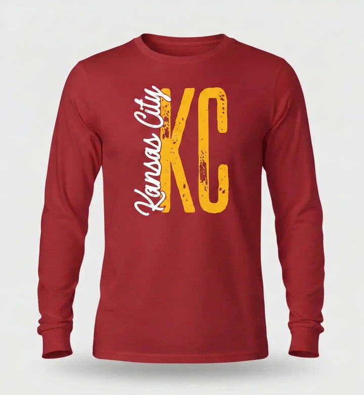 KC Gold Distressed Long Sleeve - Vintage Kansas City Pride
