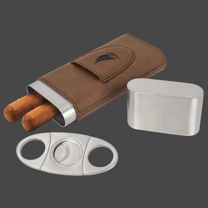 Laserable Leatherette Cigar Case with Cutter