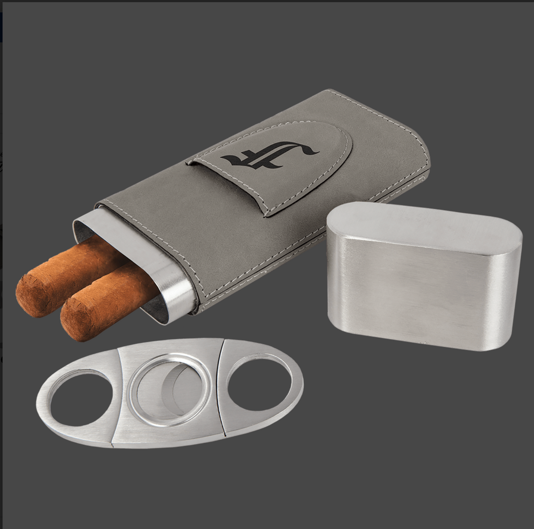 Laserable Leatherette Cigar Case with Cutter