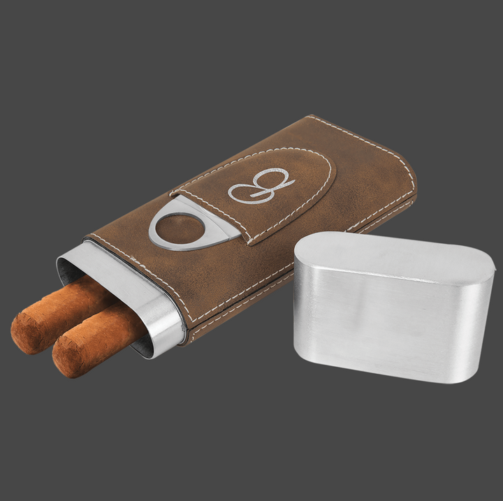 Laserable Leatherette Cigar Case with Cutter