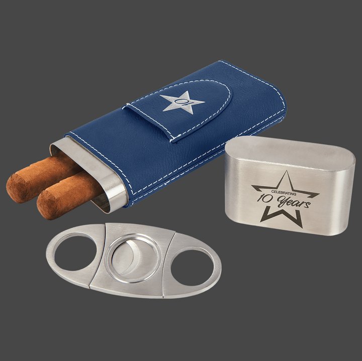 Laserable Leatherette Cigar Case with Cutter