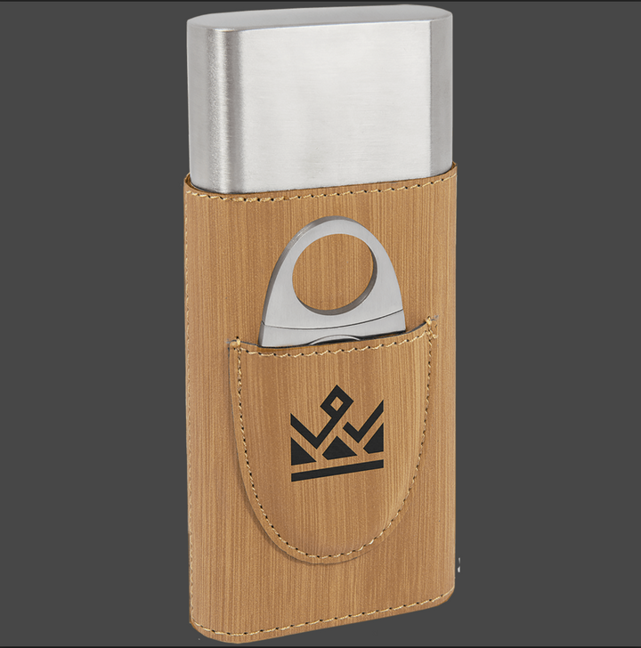 Laserable Leatherette Cigar Case with Cutter