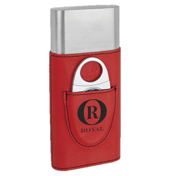 Laserable Leatherette Cigar Case with Cutter