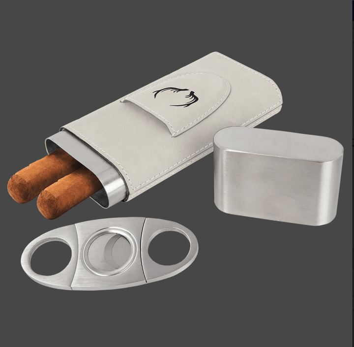 Laserable Leatherette Cigar Case with Cutter