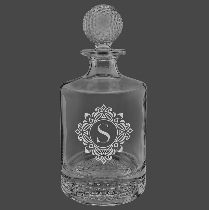 Polar Camel 850mL Round Golf Glass Decanter in Black Gift Box with Printed Paper Sleeve