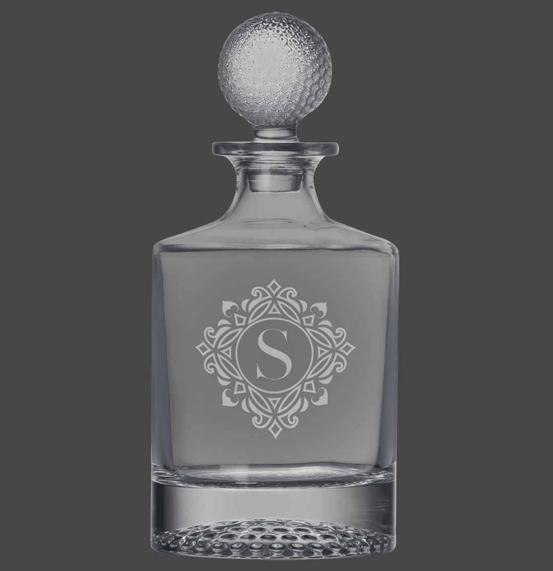 Polar Camel 850mL Round Golf Glass Decanter in Black Gift Box with Printed Paper Sleeve