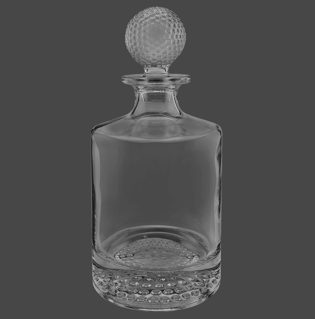Polar Camel 850mL Round Golf Glass Decanter in Black Gift Box with Printed Paper Sleeve