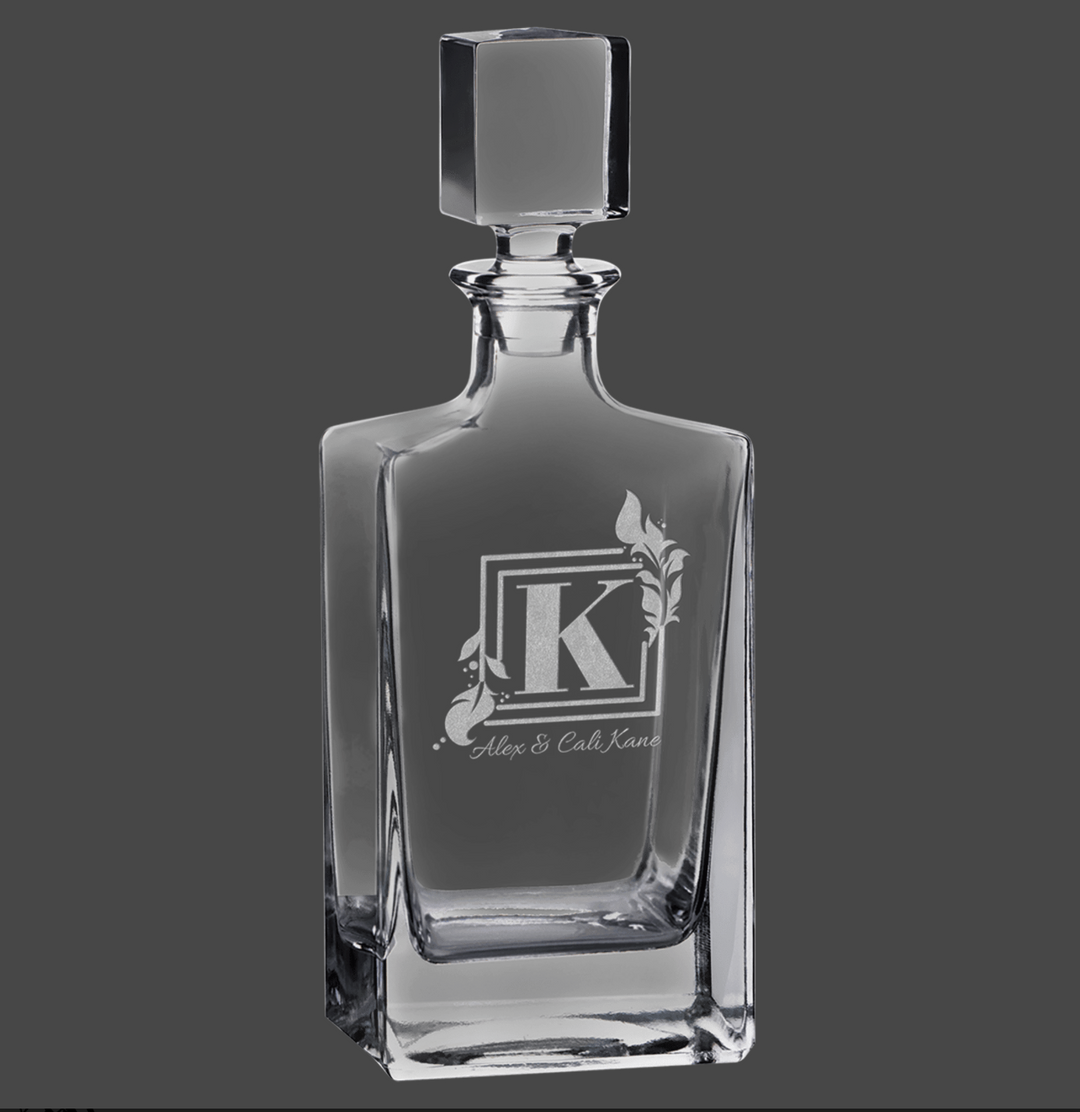 Polar Camel 810 mL Rectangle Glass Decanter in Black Gift Box with Printed Paper Sleeve
