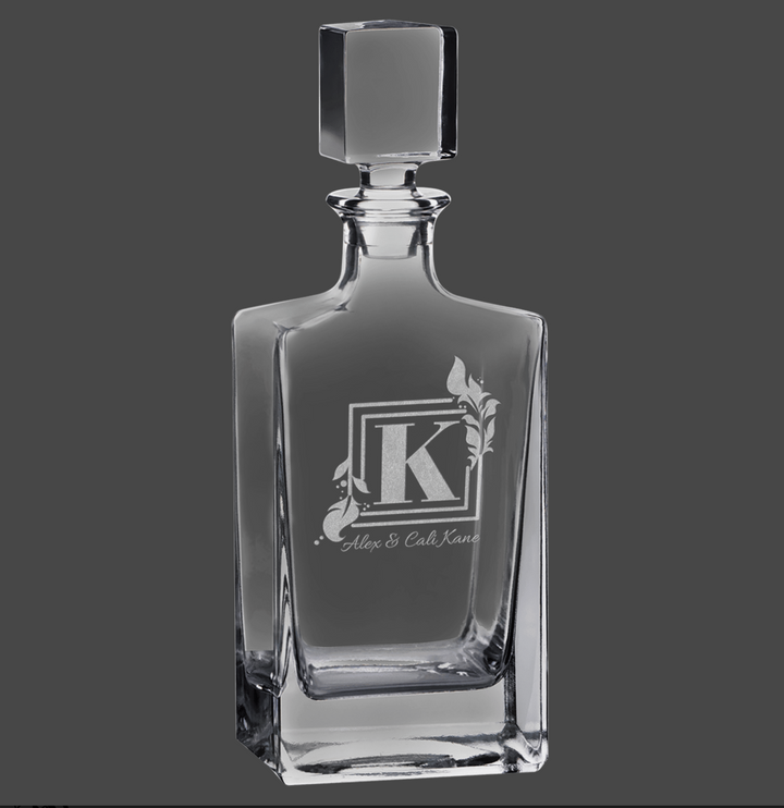 Polar Camel 810 mL Rectangle Glass Decanter in Black Gift Box with Printed Paper Sleeve