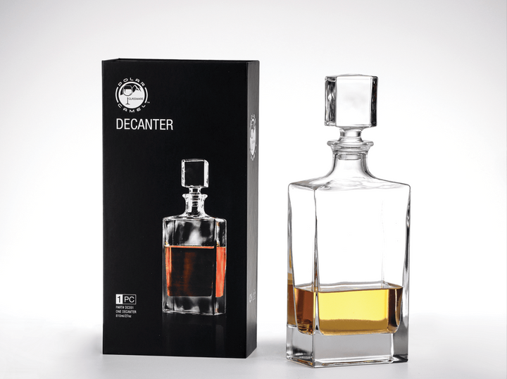 Polar Camel 810 mL Rectangle Glass Decanter in Black Gift Box with Printed Paper Sleeve