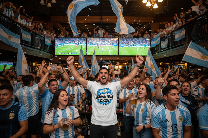 Argentine watch party bar white tee