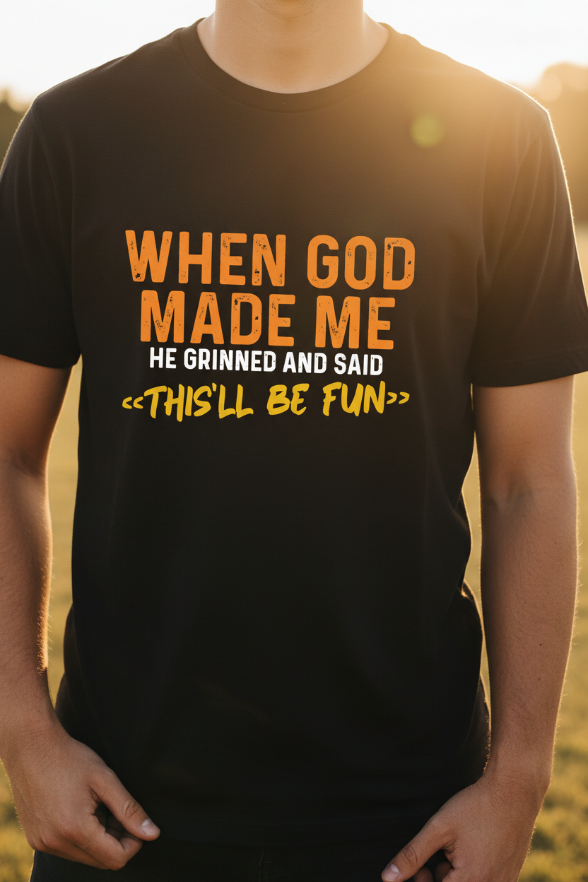 Black shirt with orange gradient - close-up detail