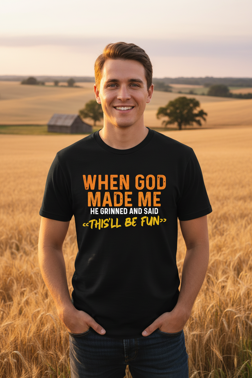 Black shirt with orange gradient - front view