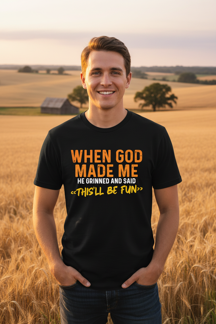 Black shirt with orange gradient - front view