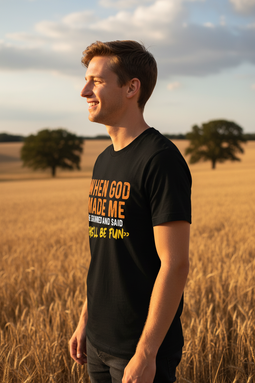 Black shirt with orange gradient - side profile