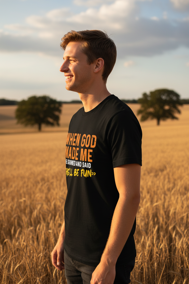 Black shirt with orange gradient - side profile