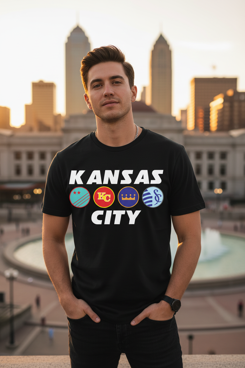 Black tee with white Kansas City lettering hero
