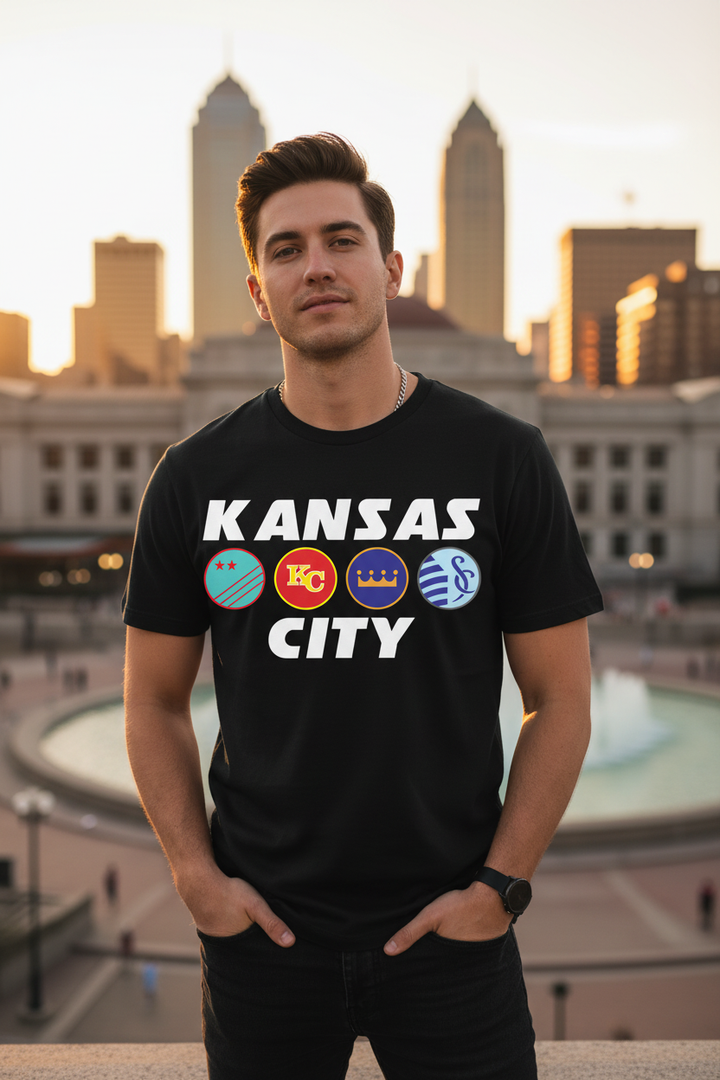 Black tee with white Kansas City lettering hero