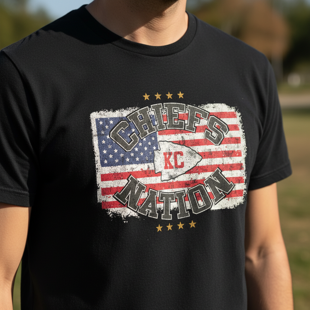 Close-up Chiefs Nation on black