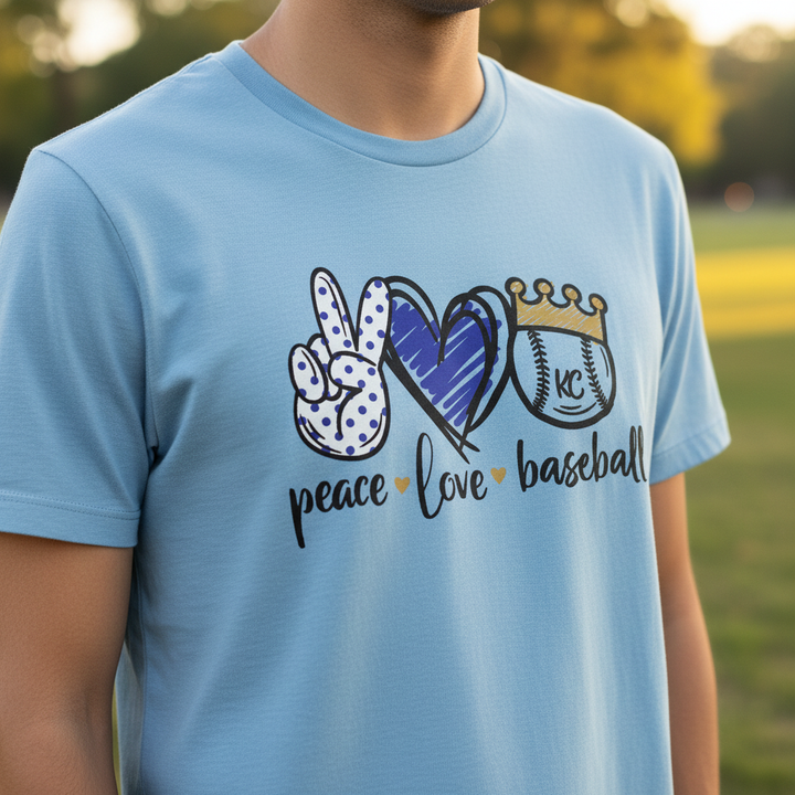 Close-up Peace Love Baseball design