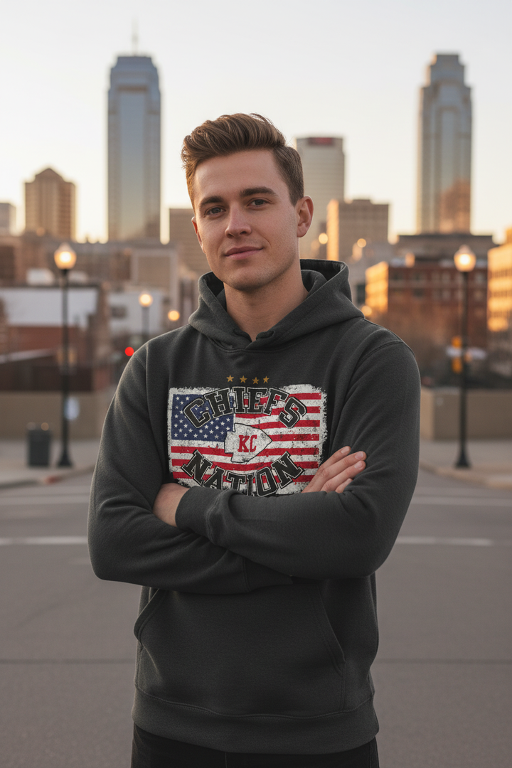 Dark grey Chiefs Nation hoodie hero