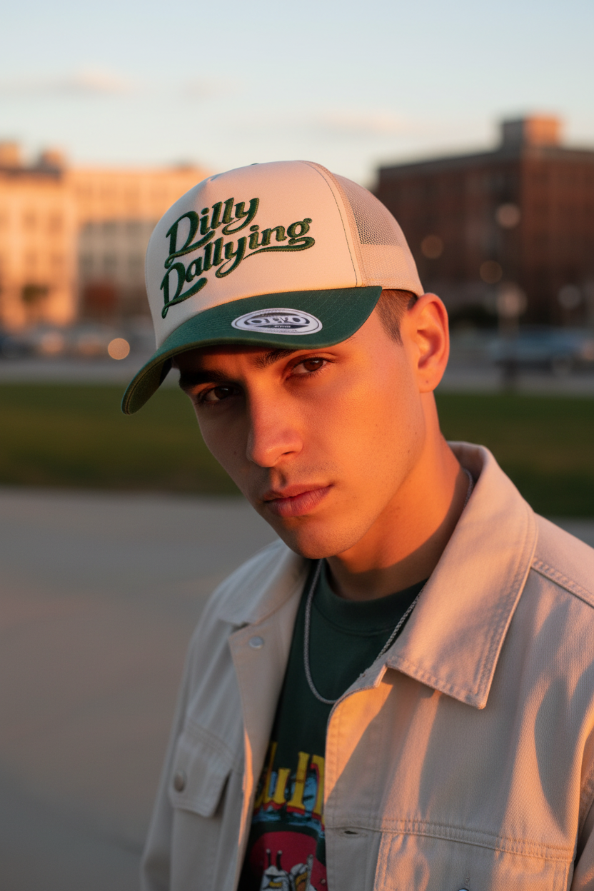 Dilly Dallying - Brim Sticker On Head