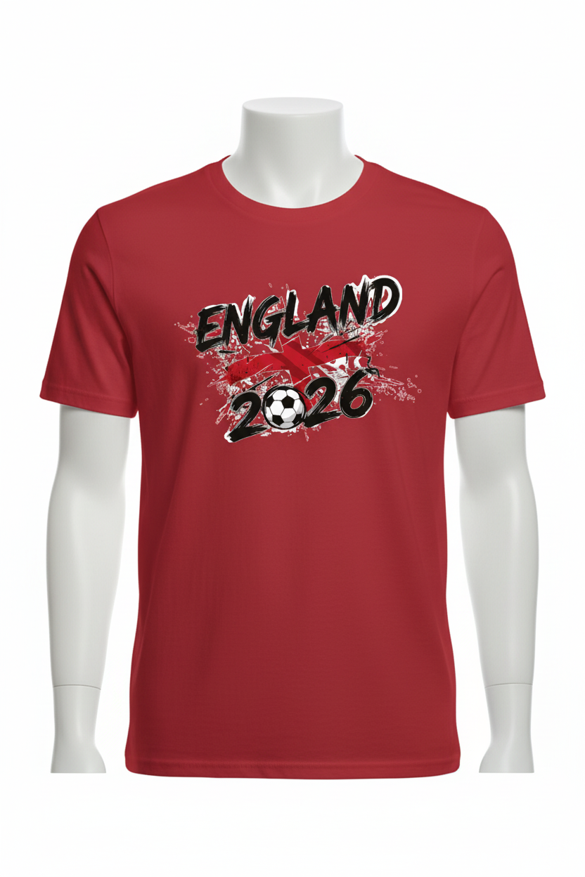 England 2026 on red tee