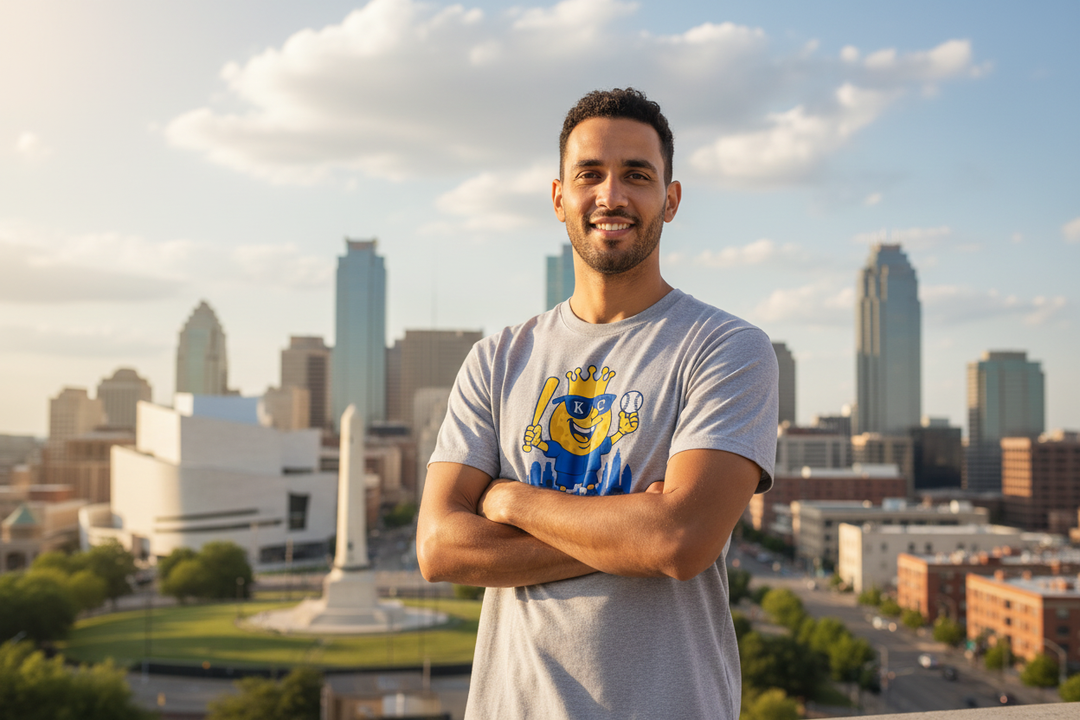 Epic portrait with grey KC shirt and skyline