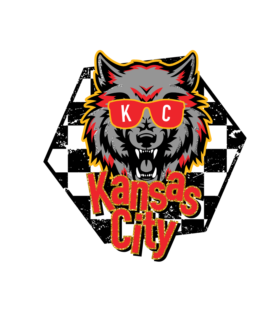 Kansas City Glitter Wolf KC Football Sticker