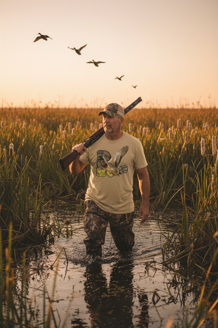Hunter Wading at Golden Hour