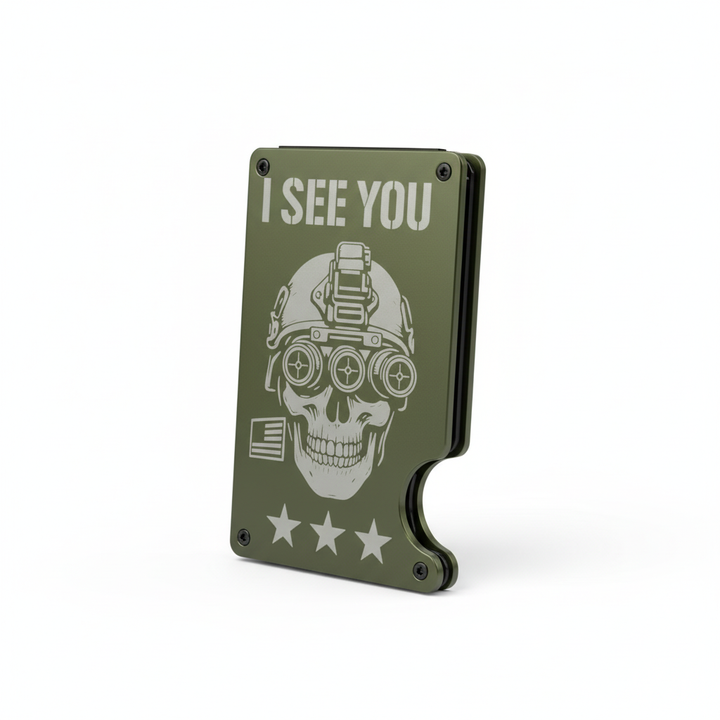 I SEE YOU Tactical RFID Metal Wallet - White Studio Photo