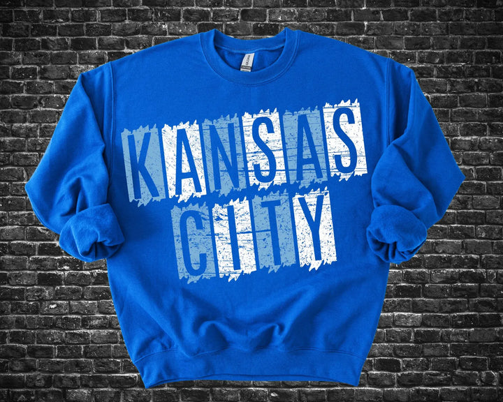 Kansas City Shirt - KC Pride Distressed Graphic T-Shirt Royal Blue