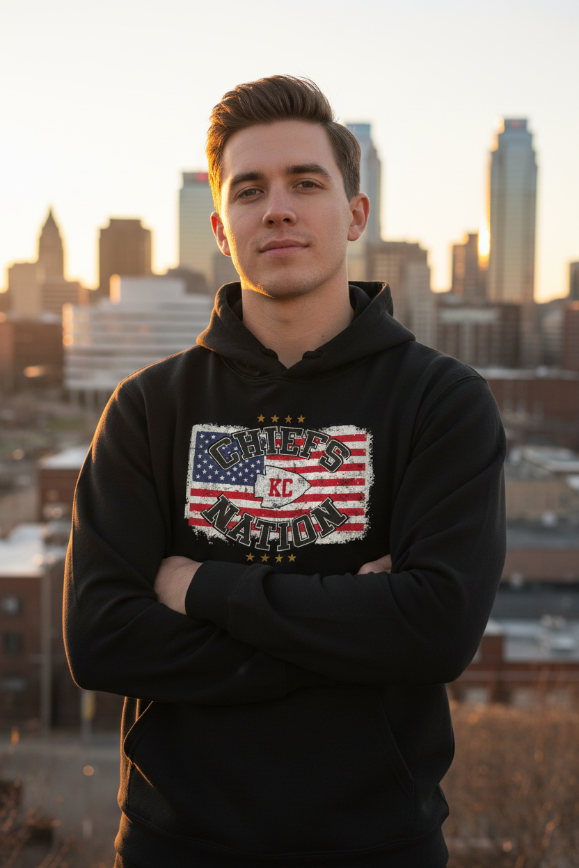 Black Chiefs Nation hoodie hero shot
