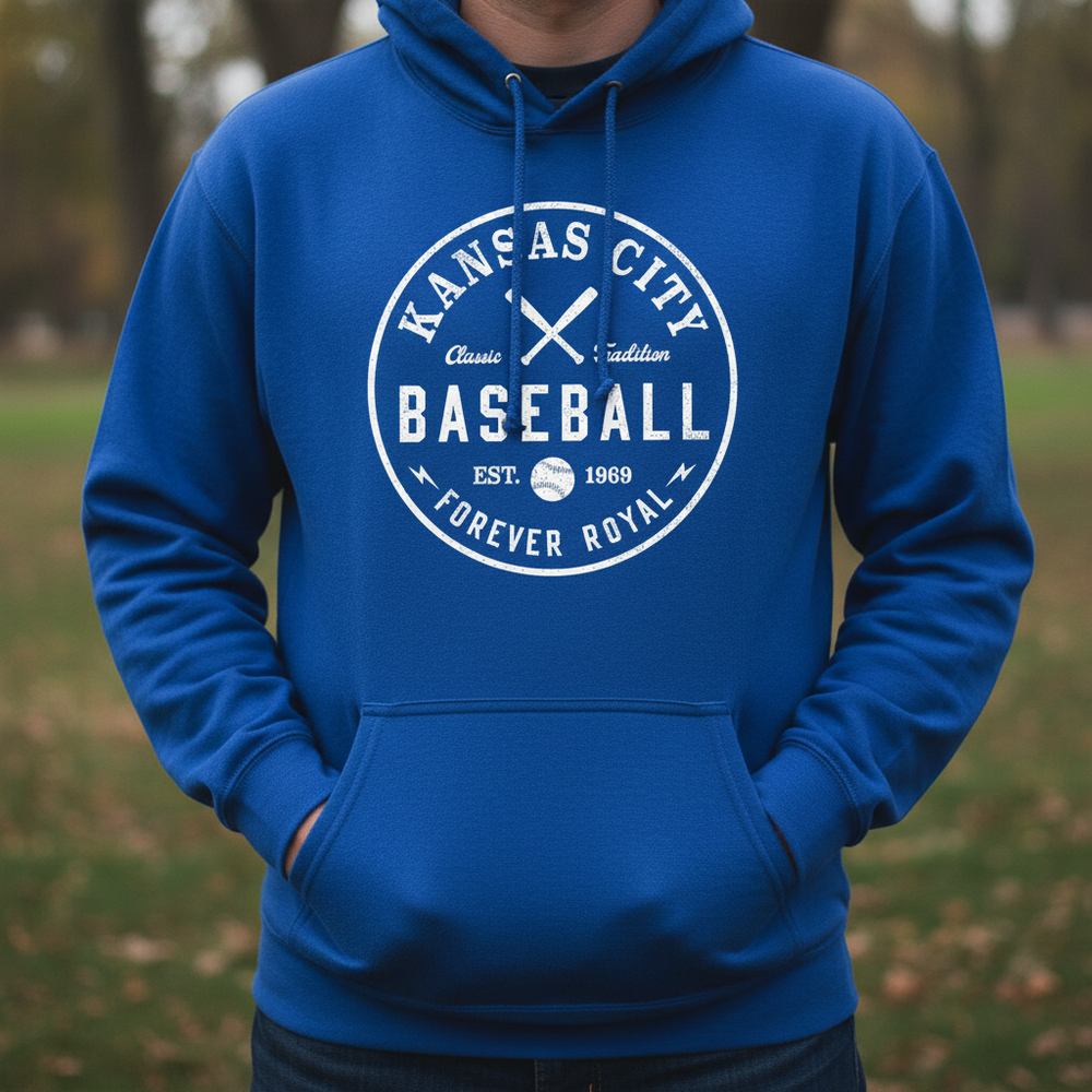 Close-up of vintage circle design on hoodie