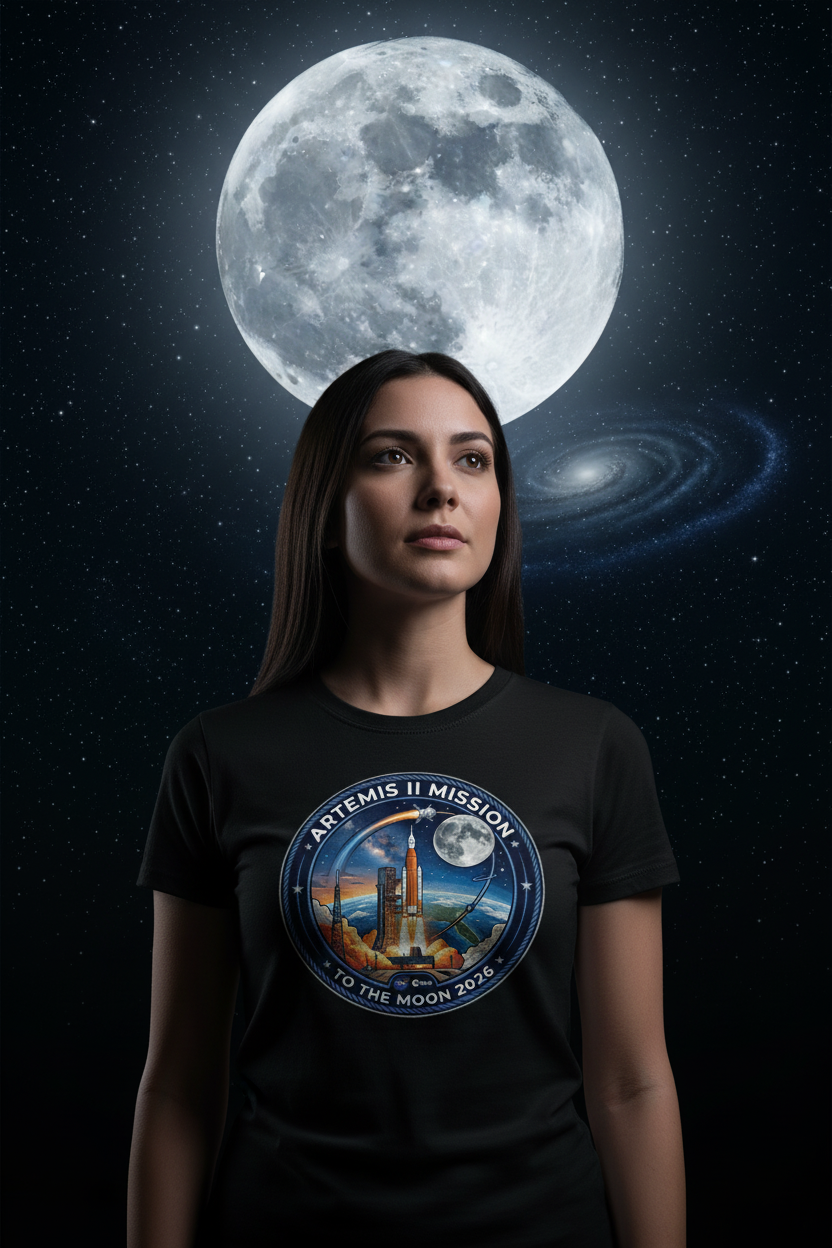 Artemis II Mission T-Shirt - full moon night