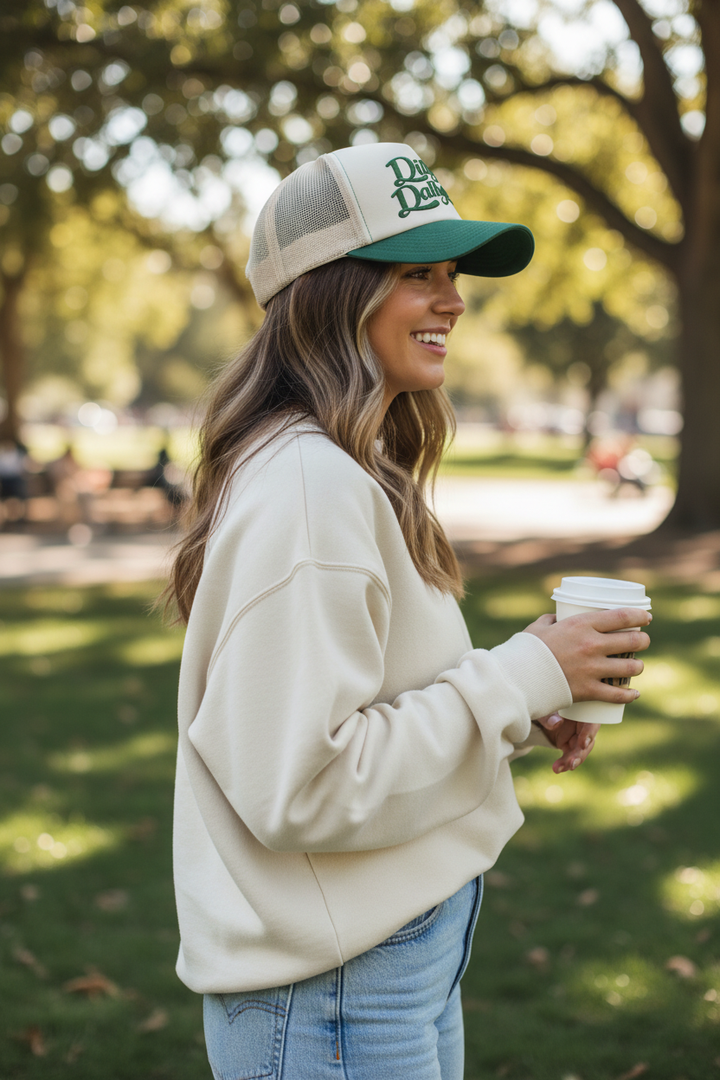 Dilly Dallying hat lifestyle - side profile park
