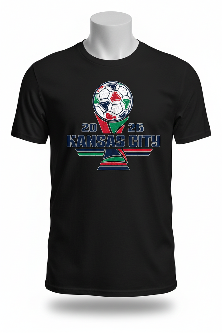 Kansas City 2026 World Cup black tee ghost mannequin mockup