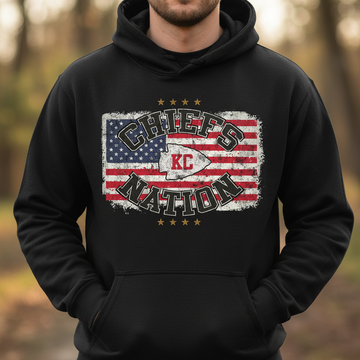 Close-up of Chiefs Nation hoodie design