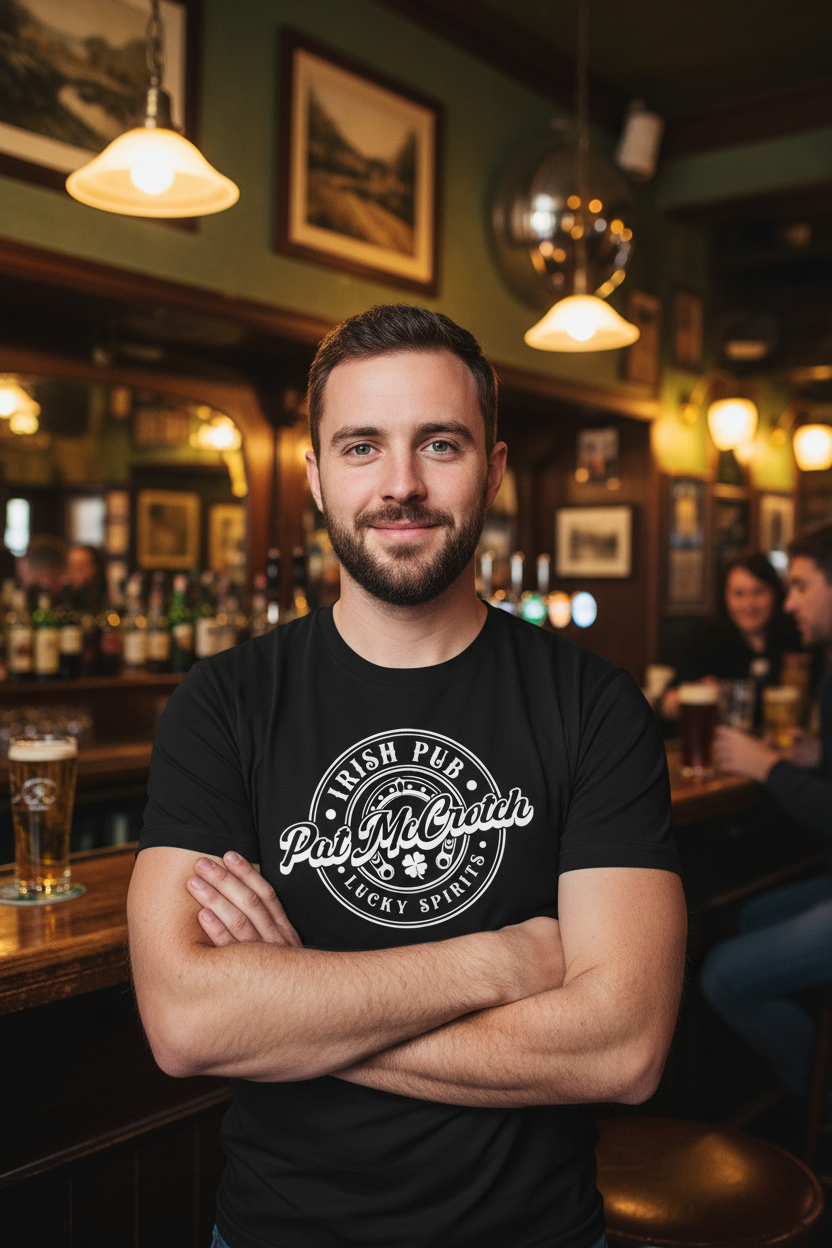 Irish pub black tee hero