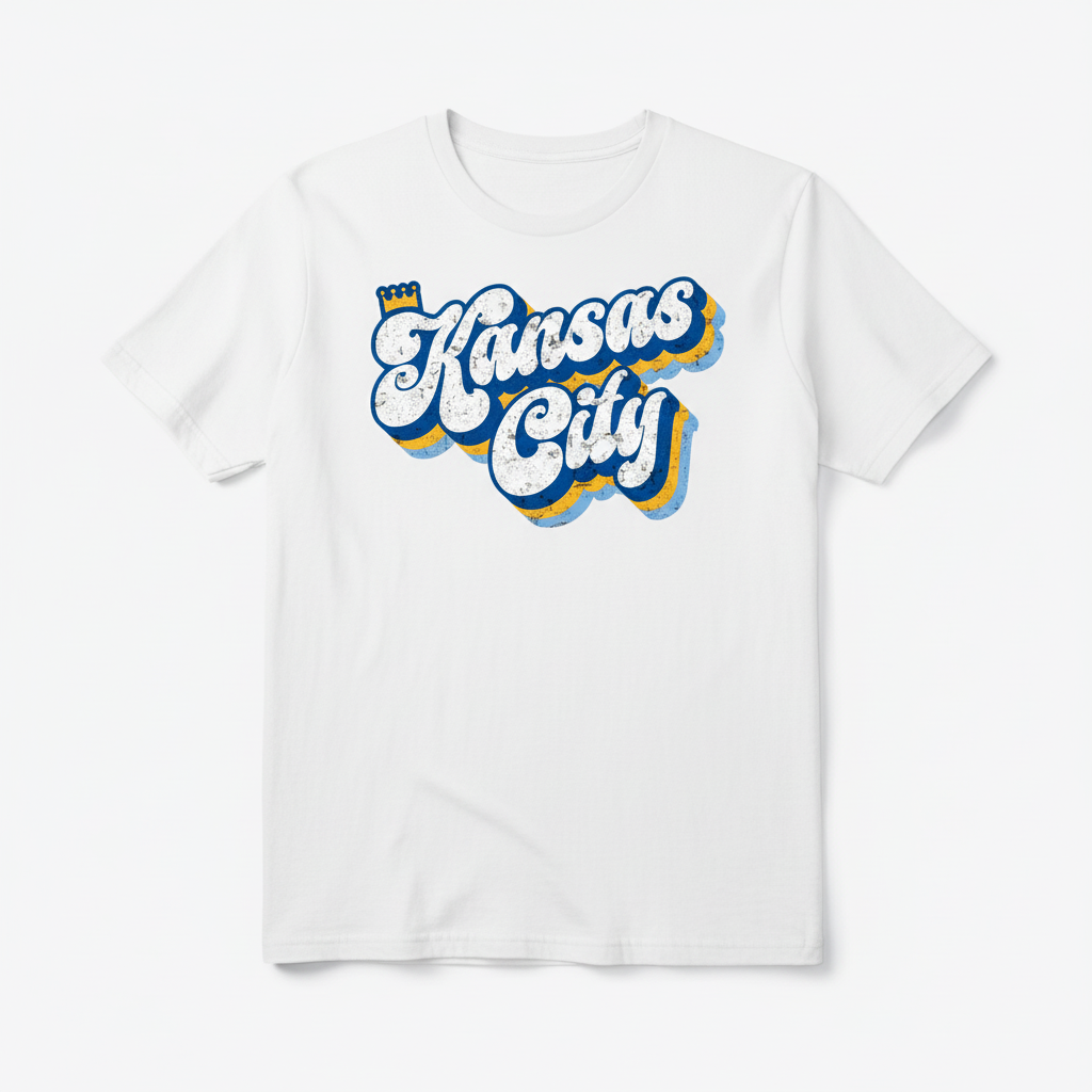 Kansas City Retro Script White T-Shirt