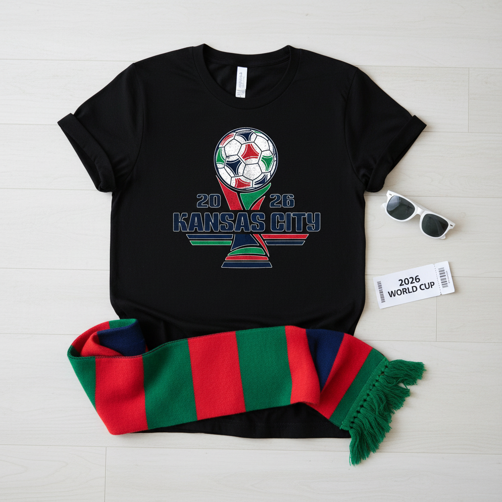 KC 2026 World Cup - Black Tee Flat Lay