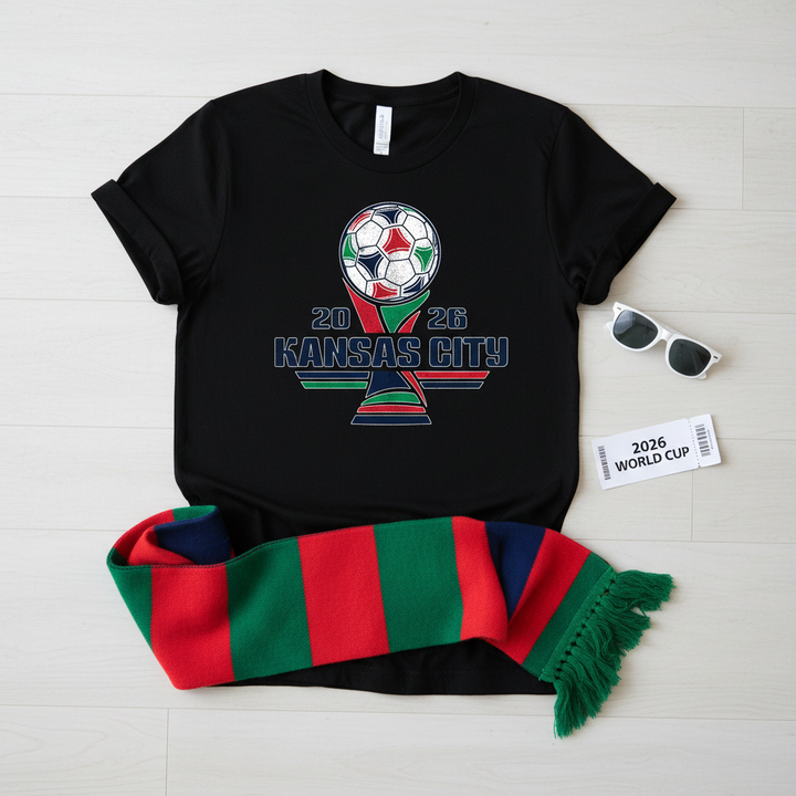 KC 2026 World Cup - Black Tee Flat Lay