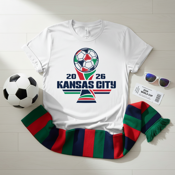KC 2026 World Cup - White Tee Flat Lay