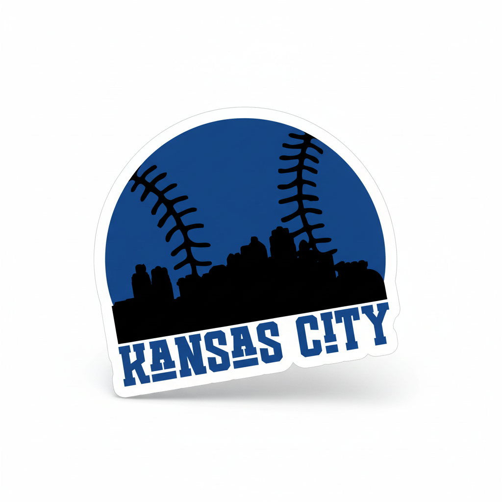 KC Baseball Skyline die-cut sticker mockup